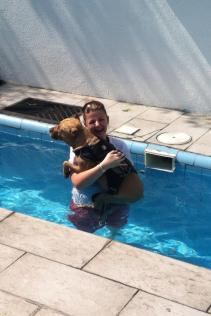 Me trying to teach Hope to swim!